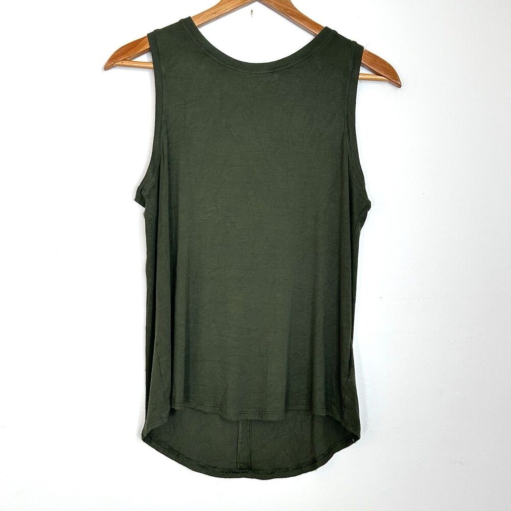 Athleta Olive Green Modal Blend Tank Top Hi Low Hem Keyhole Back Women’s M